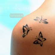 био-тату бабочек со стрекозой на плече