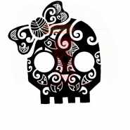 Эскиз тату полинезийский череп