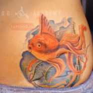 татуировка на животе рыбки