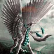 эскиз тату дракона с крыльями сфинкса