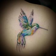 Тату колибри в стиле акварель