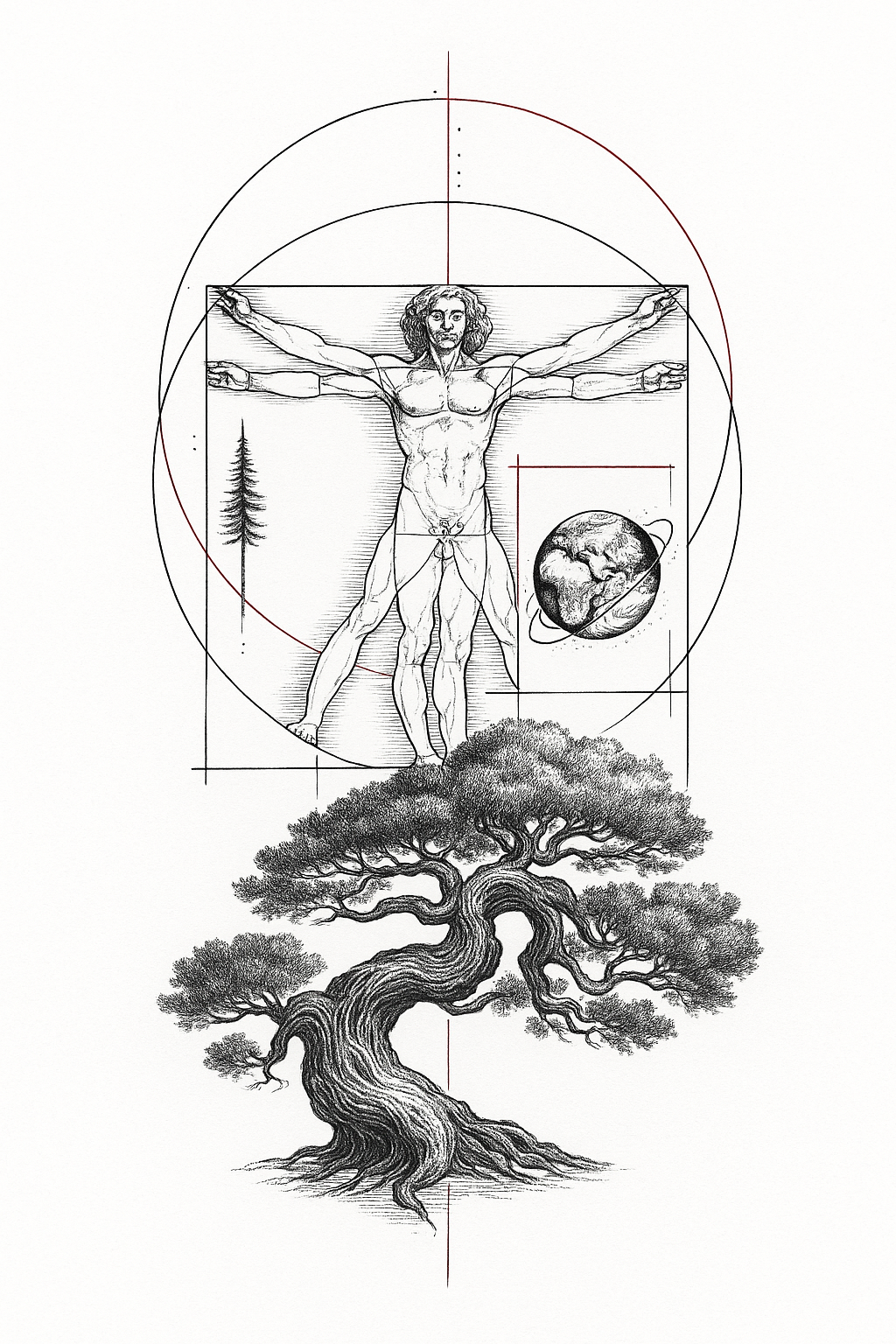 Витрувианец и дерево