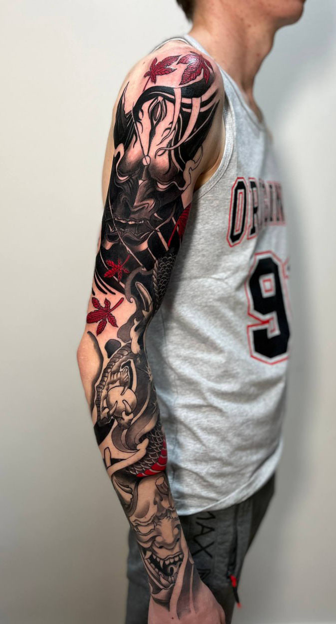 Маска самурая и дракон